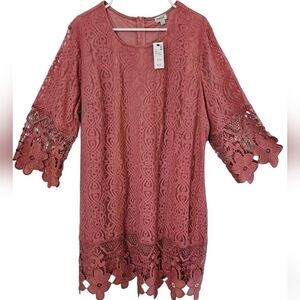 AVENUE LACE DRESS SZ 22/24 MAUVE PINK